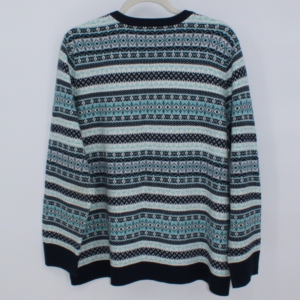 Croft‎ & Barrow $54 XXL Navy Teal White Fair Isle Button Front Knit Sweater - Picture 9 of 12